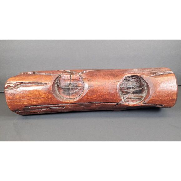 Rustic Hand-Carved Log Candle Holder 12″ × 3.25″ × 3″ Wood Centerpiece - Picture 6 of 7